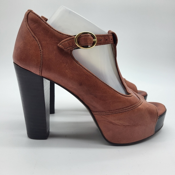 La Fee Maraboutee brown peep toe t-strap platform high heel Size 36 - Picture 3 of 14